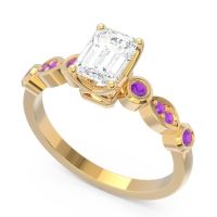 Art Deco Milgrain Emerald Cut Sarva Ring