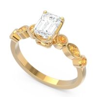 Art Deco Milgrain Emerald Cut Sarva Ring