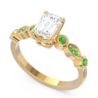 Art Deco Milgrain Emerald Cut Sarva Ring