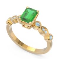 Art Deco Milgrain Emerald Cut Sarva Ring