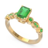 Art Deco Milgrain Emerald Cut Sarva Ring