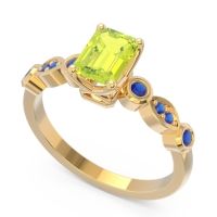 Art Deco Milgrain Emerald Cut Sarva Ring