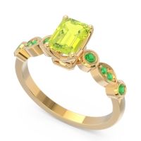 Art Deco Milgrain Emerald Cut Sarva Ring
