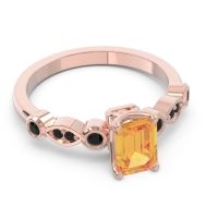 Art Deco Milgrain Emerald Cut Sarva Ring