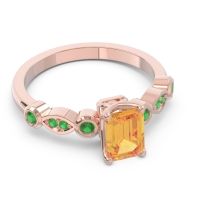 Art Deco Milgrain Emerald Cut Sarva Ring