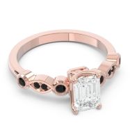 Art Deco Milgrain Emerald Cut Sarva Ring