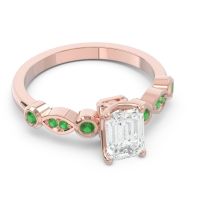 Art Deco Milgrain Emerald Cut Sarva Ring