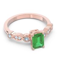 Art Deco Milgrain Emerald Cut Sarva Ring