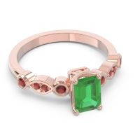 Art Deco Milgrain Emerald Cut Sarva Ring
