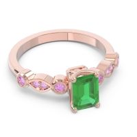 Art Deco Milgrain Emerald Cut Sarva Ring