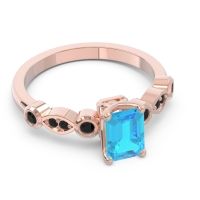 Art Deco Milgrain Emerald Cut Sarva Ring