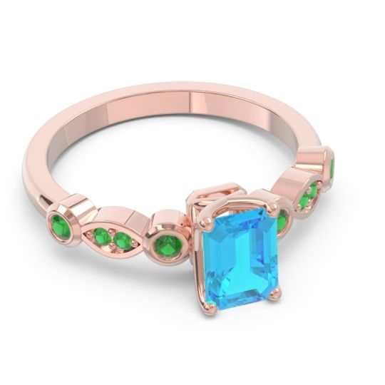 Art Deco Milgrain Emerald Cut Sarva Ring