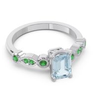 Art Deco Milgrain Emerald Cut Sarva Ring
