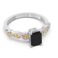 Art Deco Milgrain Emerald Cut Sarva Ring