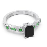 Art Deco Milgrain Emerald Cut Sarva Ring