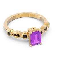 Art Deco Milgrain Emerald Cut Sarva Ring
