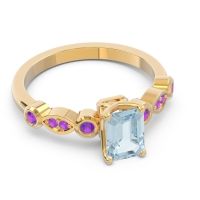 Art Deco Milgrain Emerald Cut Sarva Ring