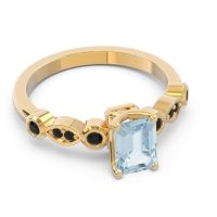 Art Deco Milgrain Emerald Cut Sarva Ring