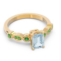 Art Deco Milgrain Emerald Cut Sarva Ring