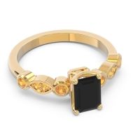 Art Deco Milgrain Emerald Cut Sarva Ring
