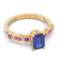 Art Deco Milgrain Emerald Cut Sarva Ring