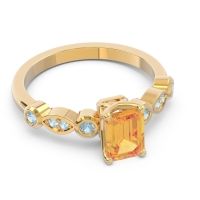 Art Deco Milgrain Emerald Cut Sarva Ring