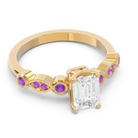 Art Deco Milgrain Emerald Cut Sarva Ring