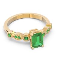 Art Deco Milgrain Emerald Cut Sarva Ring