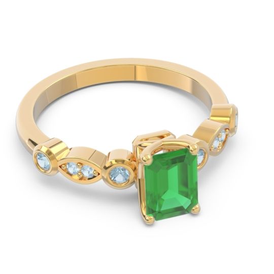 Art Deco Milgrain Emerald Cut Sarva Ring