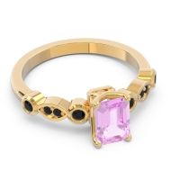 Art Deco Milgrain Emerald Cut Sarva Ring