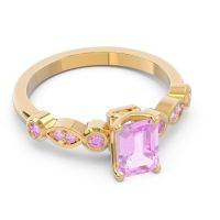 Art Deco Milgrain Emerald Cut Sarva Ring