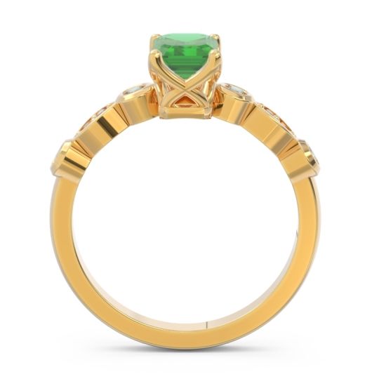 Art Deco Milgrain Emerald Cut Sarva Ring