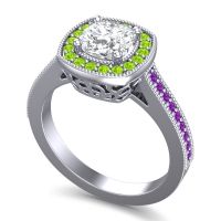 Cathedral Halo Cushion Carma Ring