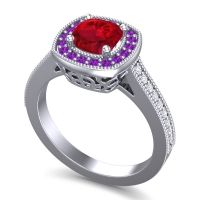 Cathedral Halo Cushion Carma Ring