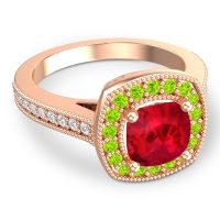 Cathedral Halo Cushion Carma Ring