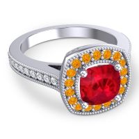 Cathedral Halo Cushion Carma Ring