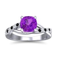 Amethyst Ring In Palladium With Lab Diamond And Black Onyx Rasala Cushion Modern Ring