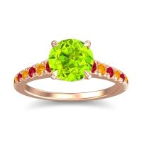 Peridot Ring In 18K Rose Gold With Ruby And Citrine Java Round Classic Ring