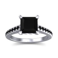 Black Onyx Ring In Platinum Vara Princess Classic Ring