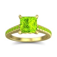 Peridot Ring In 18k Yellow Gold Vara Princess Classic Ring