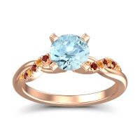 Aquamarine Ring In 18K Rose Gold With Citrine And Garnet Samana Round Modern Ring