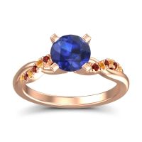 Lab Blue Sapphire Ring In 18K Rose Gold With Citrine And Garnet Samana Round Modern Ring