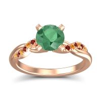 Emerald Ring In 18K Rose Gold With Citrine And Garnet Samana Round Modern Ring