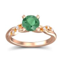Emerald Ring In 14K Rose Gold With Diamond And Citrine Samana Round Modern Ring