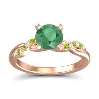 Lab Emerald Ring In 18K Rose Gold With Lab Diamond And Peridot Samana Round Modern Ring