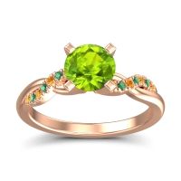 Peridot Ring In 18K Rose Gold With Citrine And Emerald Samana Round Modern Ring