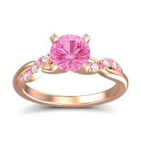Pink Tourmaline Engagement Ring In 18K Rose Gold With Diamond - Samana Round Modern Ring