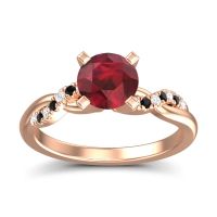Lab Ruby Ring In 18K Rose Gold With Diamond And Black Onyx Samana Round Modern Ring