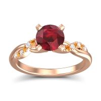 Lab Ruby Ring In 18K Rose Gold With Diamond And Citrine Samana Round Modern Ring