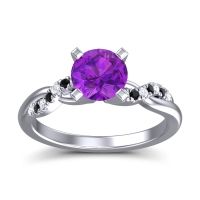 Amethyst Ring In Palladium With Lab Diamond And Black Onyx Samana Round Modern Ring